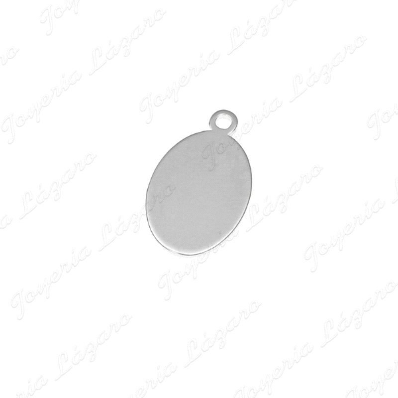 PLACA PLATA OVAL  SIN ASA 12X8MM                                                                    