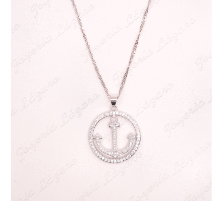 GARGANTILLA PLATA COLGANTE ANCKLA EN CIRCULO CON CIRCO.                                             