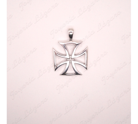 CRUZ PLATA TEMPLARIA LISA CALADA 33MM
