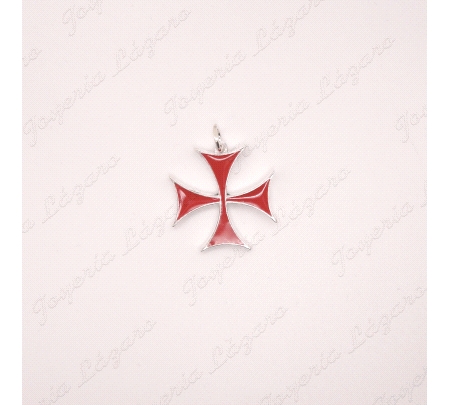 CRUZ PLATA TEMPLARIA ESMALTADA 25MM