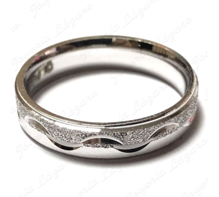 ALIANZA PLATA LISA Y TALLADO DIAMANTADO ONDAS 4MM                                                   