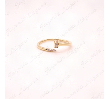 SORTIJA ORO 18 KTS CLAVO ABIERTO CIRCO EN PUNTA