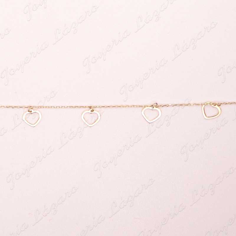 PULSERA ORO 18 KTS 7 CORAZONES 7MM CALADOS                                                          