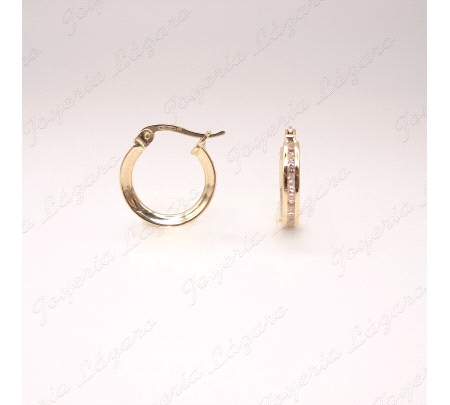 PEND. AROS ORO 18 KTS CIRCONITAS  CARRIL 9MM INT.                                                   