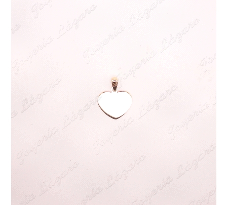 COLGANTE ORO 18 KTS CORAZON CHAPA BRILLO 12MM