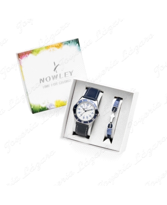 NOWLEY RELOJ INFNTIL CHICO ESFERA BLANCA, CORREA AZUL PACK PULSERA                                  