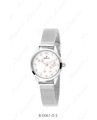 NOWLEY RELOJ INFANTIL CHICA, CORREA ESTERILLA ESFERA BLANCA MARIPOSAS                               