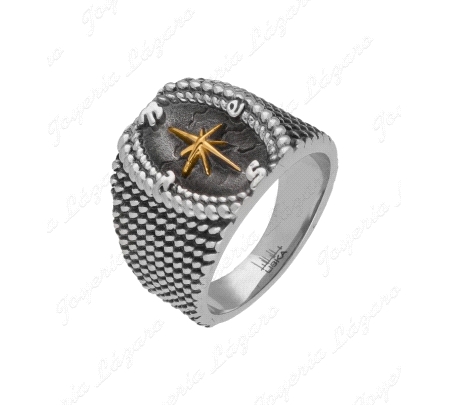 SORTIJA ACERO ROSA DE LOS VIENTOS SODORADA                                                          