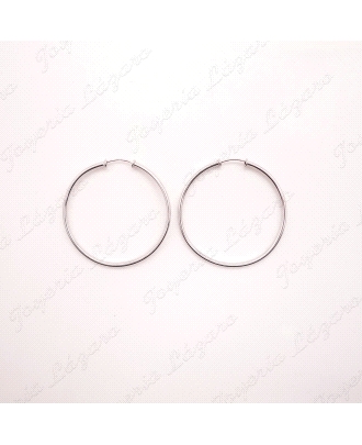 PEND. AROS ORO 18KT  BLANCO OCASION 41MM INT. X 2MM TUBO