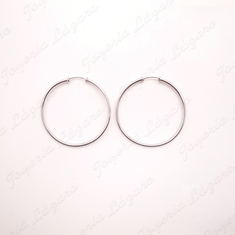 PEND. AROS ORO 18KT  BLANCO OCASION 41MM INT. X 2MM TUBO