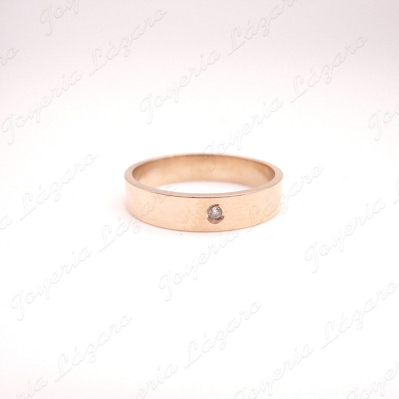 ALIANZA ORO 18KT OCASION PLANA 4MM ROSA + CIRCO