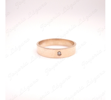 ALIANZA ORO 18KT OCASION PLANA 4MM ROSA + CIRCO