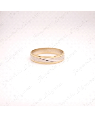 ALIANZA ORO 18KT OCASION 4MM BICOLOR RAYADO