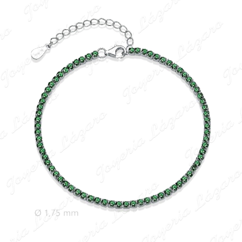 PULSERA PLATA  RIVIERE 1.75MM VERDE                                                                 