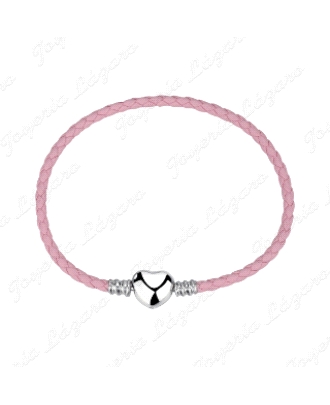 PULSERA PLATA A TU LADO TRENZADA ROSA CON CIERRE CORAZON 20 CM                                      