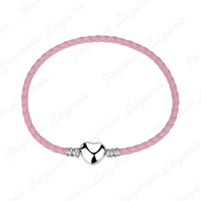 PULSERA PLATA A TU LADO TRENZADA ROSA CON CIERRE CORAZON 20 CM                                      