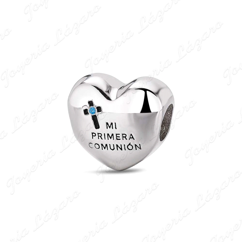 ABALORIO PLATA A TU LADO CORAZON PRIMERA COMUNION                                                   