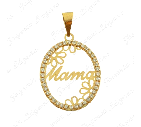 COLGANTE ORO 18 KTS MAMA OVAL CON CIRCO. 19X15