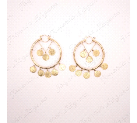 PENDIENTES 18KTS AROS MONEDAS