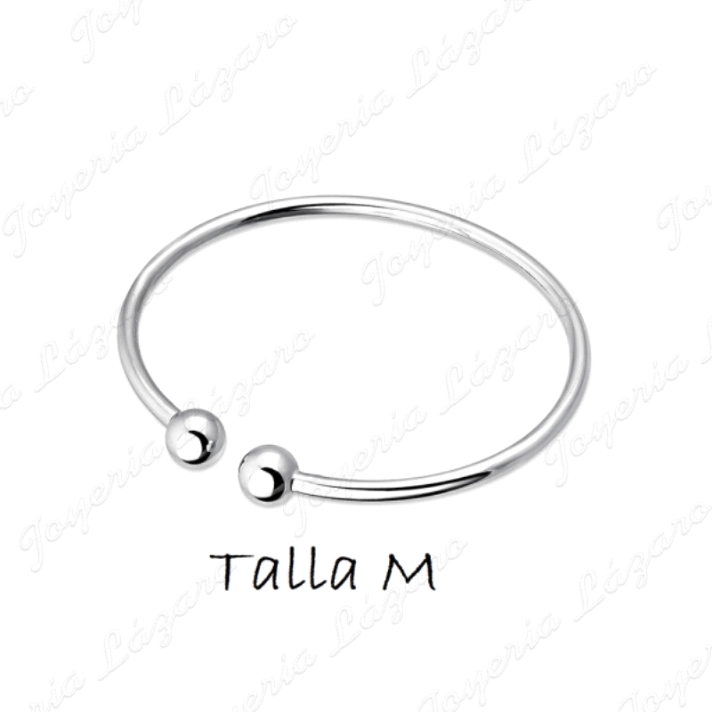 PULSERA PLATA  A TU LADO, TUBO 3MM 2 BOLAS 8MM