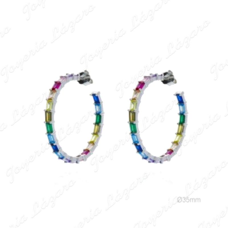 PEND. AROS PLATA 35MM CIRC COLORES                                                                  