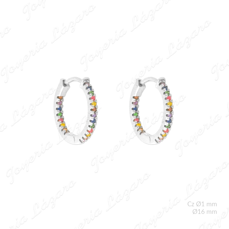 PEND. AROS PLATA CIRCONITA MULTICOLOR | O16MM                                                       