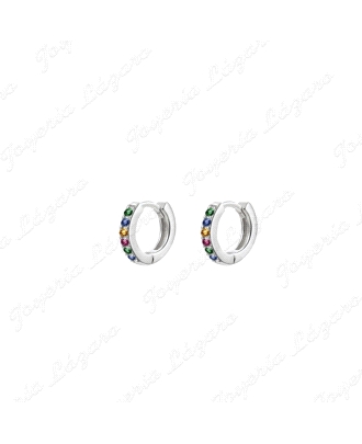 PEND. AROS PLATA PENDIENTES ARO MINI 10MM EXT CIRC MULTICOLOR                                       