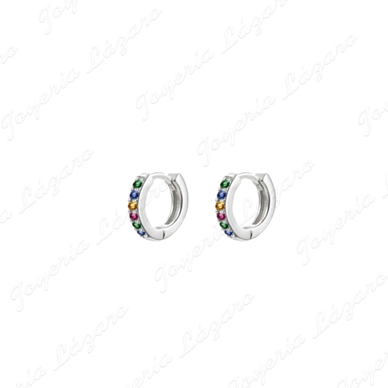 PEND. AROS PLATA PENDIENTES ARO MINI 10MM EXT CIRC MULTICOLOR                                       