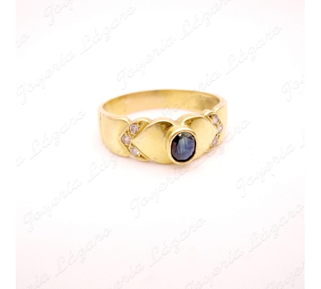 SORTIJA ORO 18KT OCASION  SOLITARIO ZAFIRO +MICROCIRCO                                              