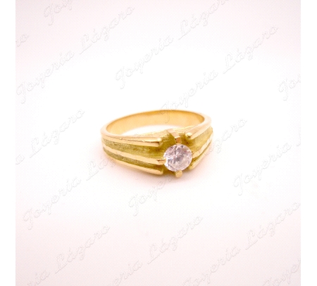 SORTIJA ORO 18 KTS SOLITARIO CABALLERO SURCOS MATE