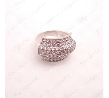 SORTIJA ORO 18 KTS BL. BANDA SUPERIOR CIRCO PAVÉ 15MM