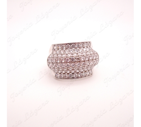 SORTIJA ORO 18 KTS BL. BANDA SUPERIOR CIRCO PAVÉ 15MM