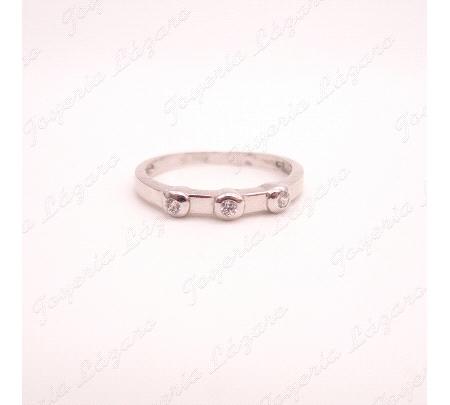 SORTIJA ORO 18 KTS BL SOLITARIO 3 CIRCOS EN BOCEL