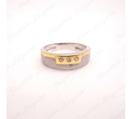 SORTIJA ORO 18 KTS BICOLOR 3 CIRCOS.