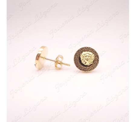 PEND. PRESION ORO 18 KTS  REDONDO 9MM  MEDUSA ONIX