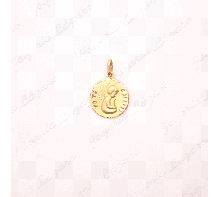 MEDALLA ORO 18 KTS 15mm ANGELITO YO TE CUIDARÉ