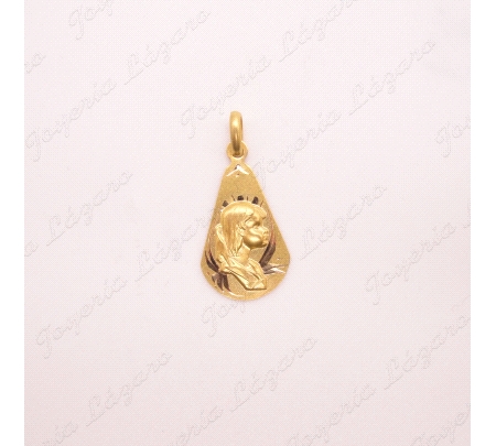 MEDALLA ORO 18 KTS VIRGEN NIÑA PLACA GOTA