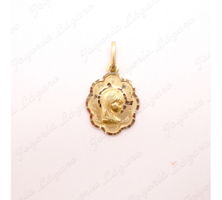 MEDALLA ORO 18 KTS VIRGEN NIÑA OVAL 14MM ONDAS