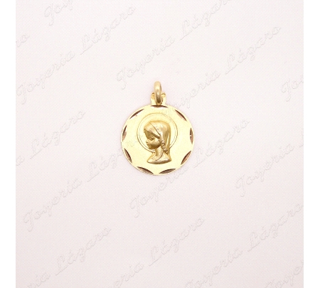 MEDALLA ORO 18 KTS VIRGEN NIÑA REDONDA 18MM