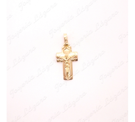 CRUZ ORO 18 KTS 13x22mm CHAPA CUADRADA+CRISTO
