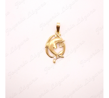 COLGANTE ORO 18 KTS 27mm DELFIN SOBRE CERCO HILO
