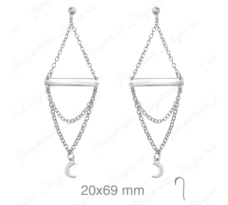 PEND. LARGOS PLATA LUNA CADENAS TRAPECIO CIERRE HIPPIE                                              