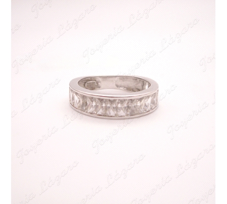 SORTIJA ORO 18KT BLANCO OCASION, 1/2 ALIANZA CIRCO BAGUETTE EN CARRIL                               