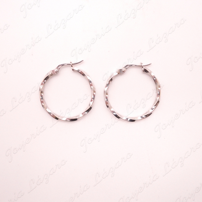 PEND. AROS ORO 18KT BLANCO OCASION RIZO 20MM                                                        