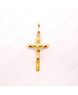 CRUZ ORO 18KT OCASION TUBO+CRISTO 33X19MM PUNTAS CHAFLAN                                            