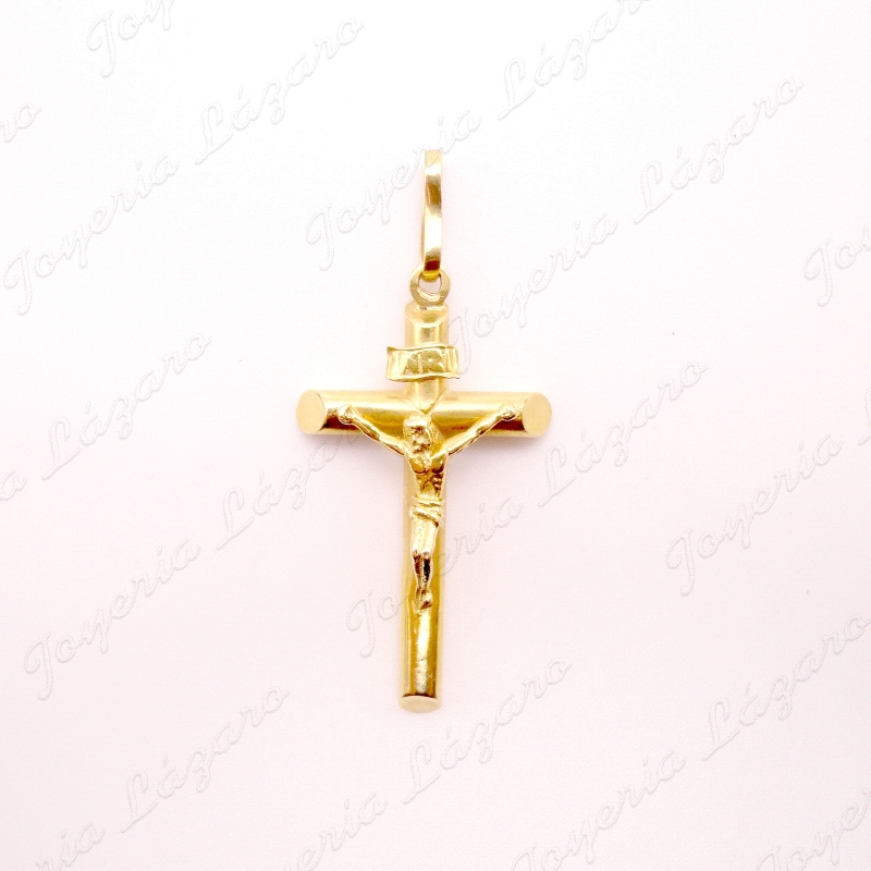 CRUZ ORO 18KT OCASION TUBO+CRISTO 33X19MM PUNTAS CHAFLAN                                            