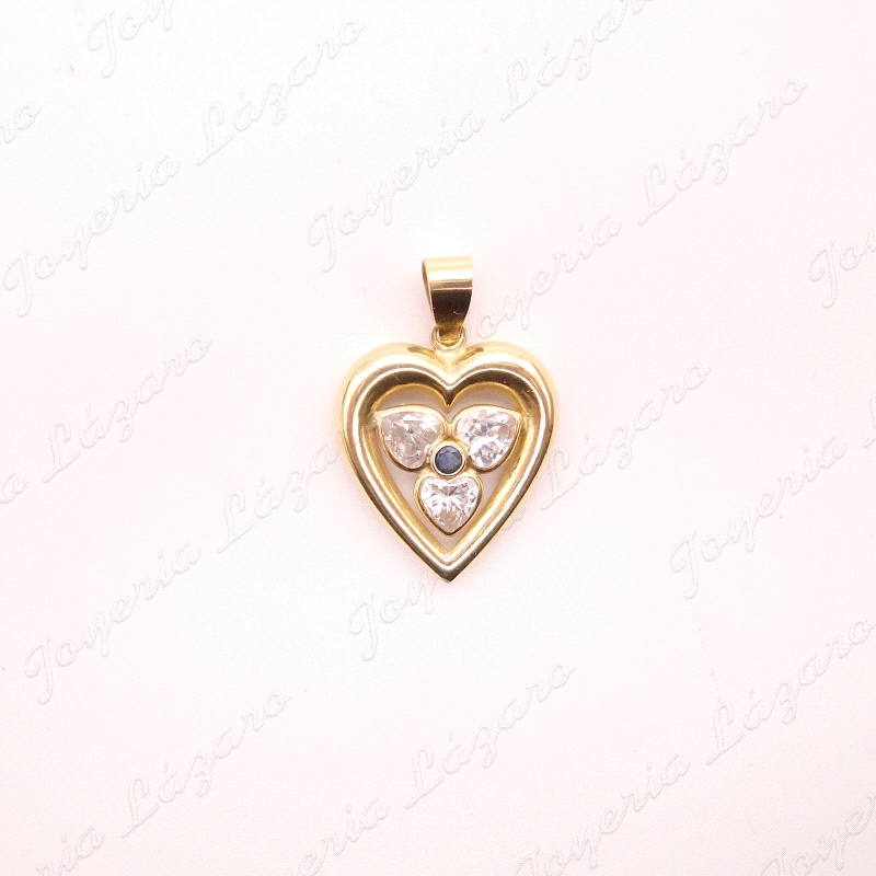 COLGANTE ORO 18KT OCASION CORAZON 3CIRCONITAS CENTRO                                                