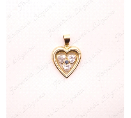 COLGANTE ORO 18KT OCASION CORAZON 3CIRCONITAS CENTRO