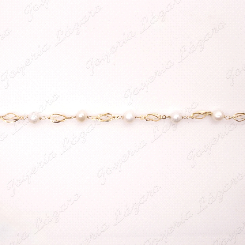 PULSERA ORO 18KT OCASION PERLAS +JAULITAS                                                           