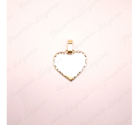 PLACA ORO 18 KTS CORAZON  30X30 LISO FILO TALLADO                                                   